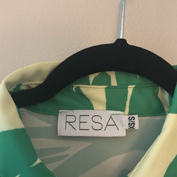 RESA x JoJo Monica Blouse Top Rico Green & Yellow Leaf Print Size XS/S Oversized - Picture 5 of 9